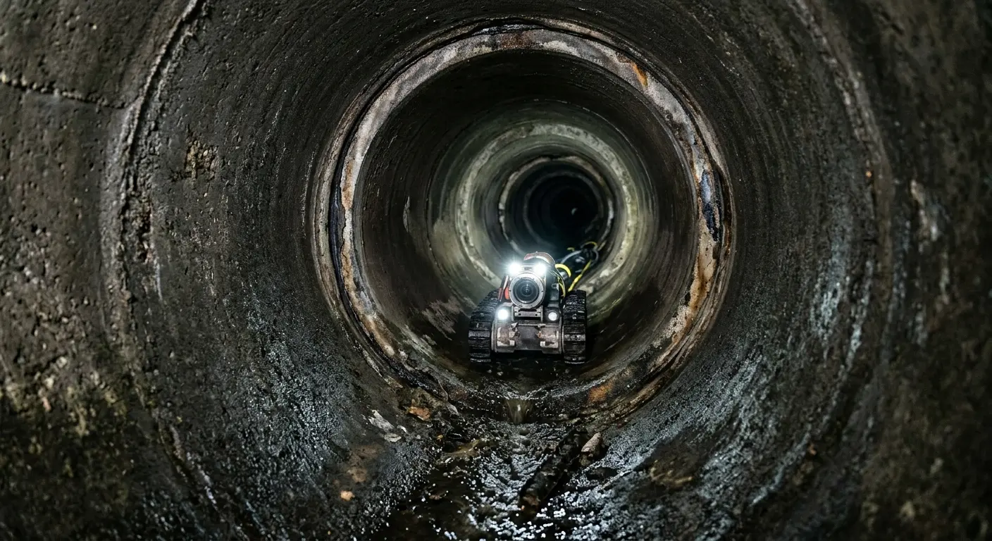 Robotic sewer camera inspecting pipe interior for Sewer Line Cleaning in Barling
